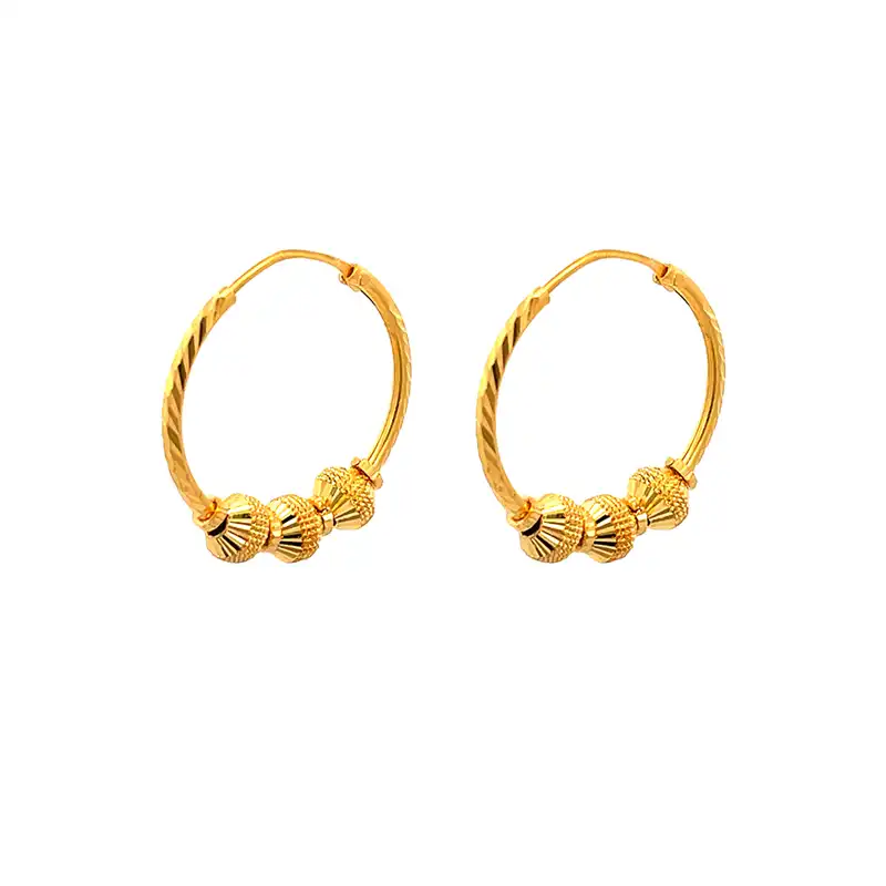 22K Yellow Gold Hoop Earrings