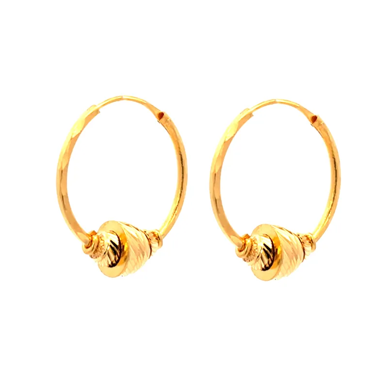 22K Yellow Gold Hoop Earrings - 23 mm