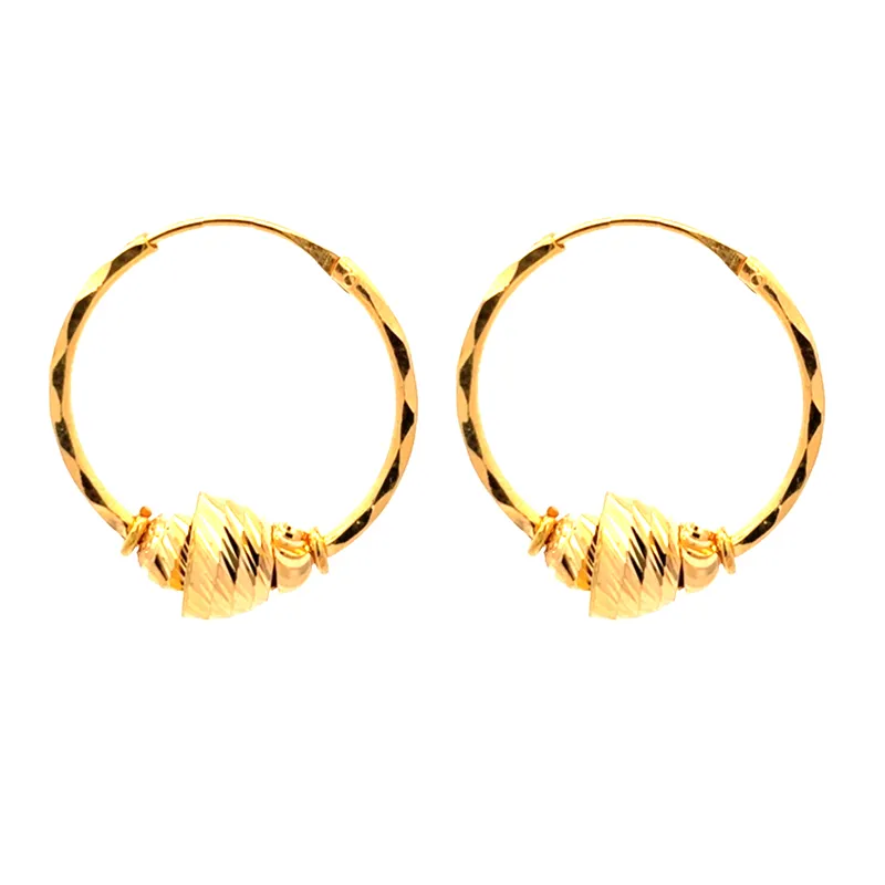 22K Yellow Gold Hoop Earrings - 23 mm