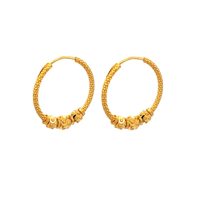 22K Yellow Gold Hoop Earrings - Diameter 23 mm