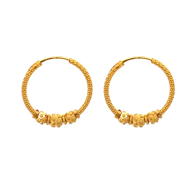 22K Yellow Gold Hoop Earrings - Diameter 23 mm