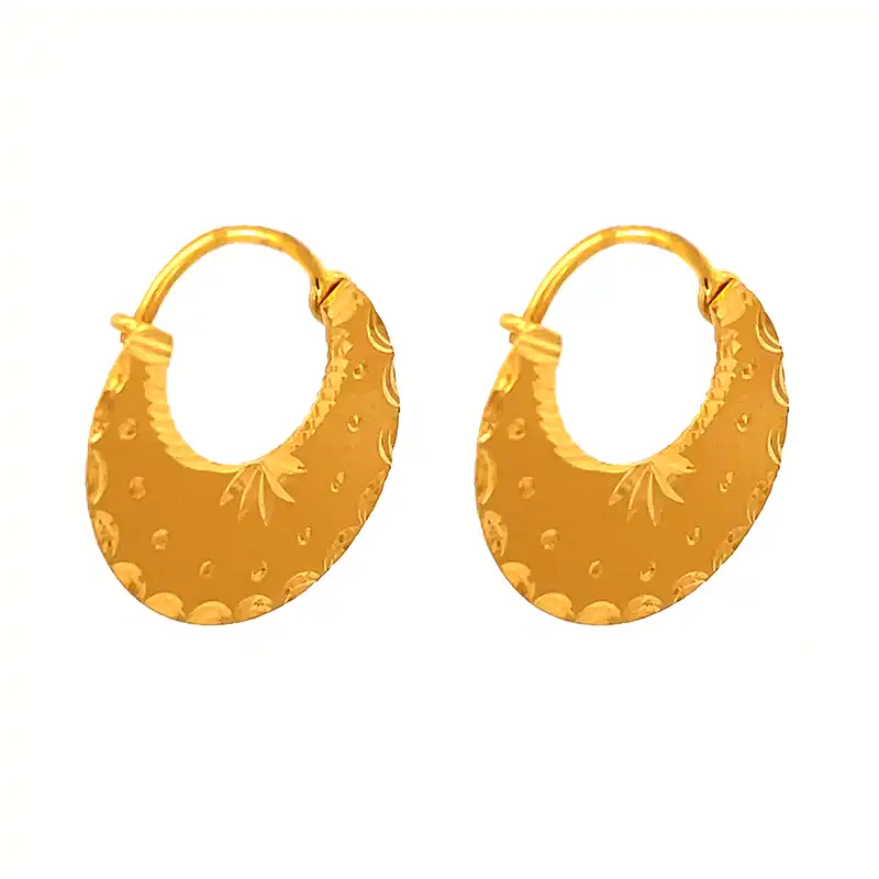 22k Gold Hoop Earrings - Diameter 20 mm