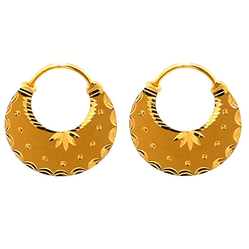 22k Gold Hoop Earrings - Diameter 20 mm