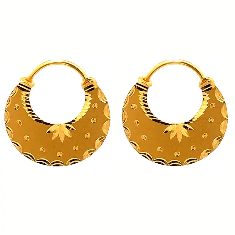 22k Gold Hoop Earrings - Diameter 20 mm