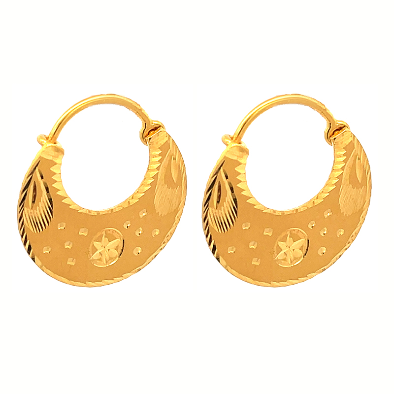 22k Gold Hoop Earrings - Diameter 20 mm