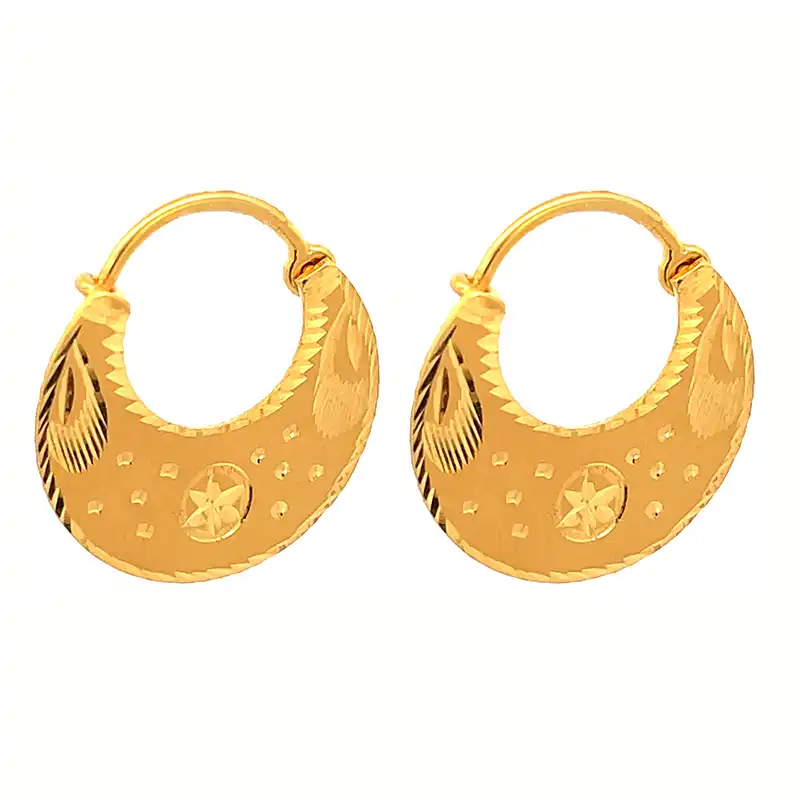 22k Gold Hoop Earrings - Diameter 20 mm