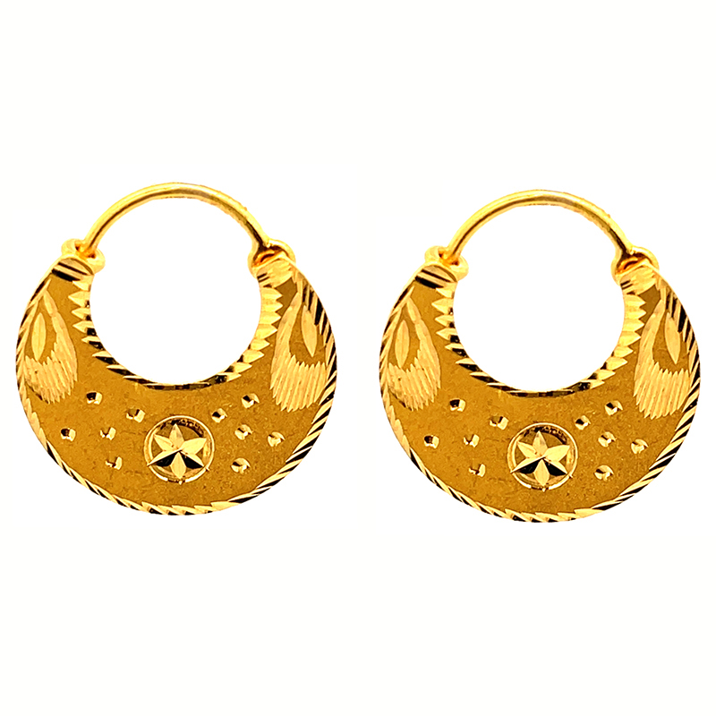 22k Gold Hoop Earrings - Diameter 20 mm