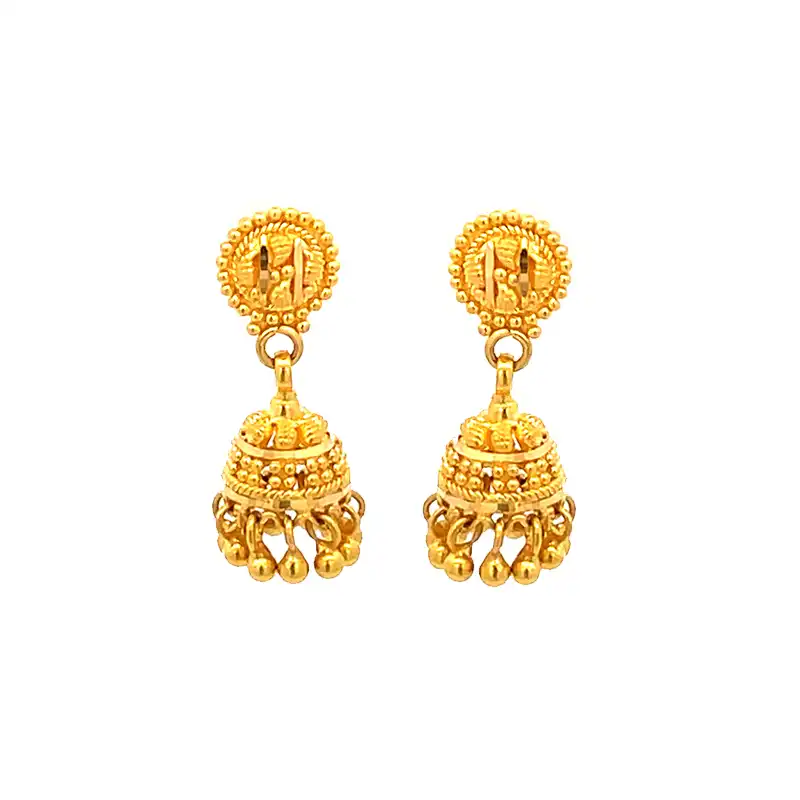 Mini Jhumka Earrings in 22K Gold