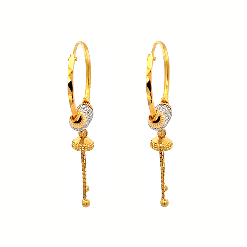 22k Gold Hoop Earrings - Diameter 20 mm