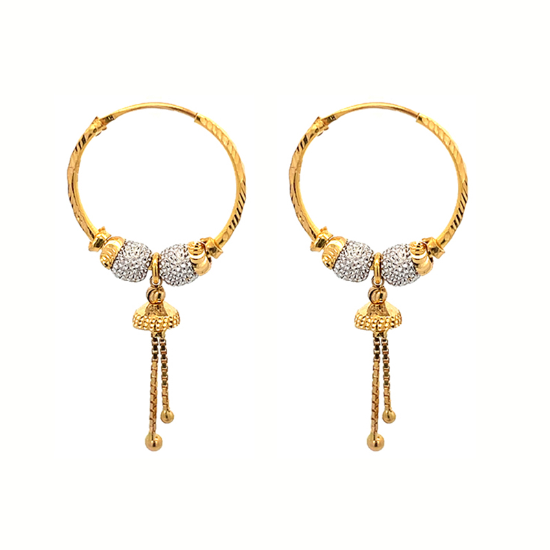 22k Gold Hoop Earrings - Diameter 20 mm