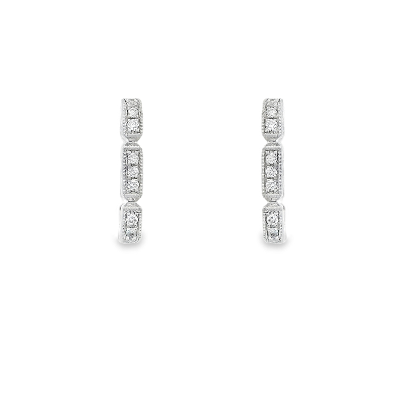 18K White Gold Diamond Huggies Earrings