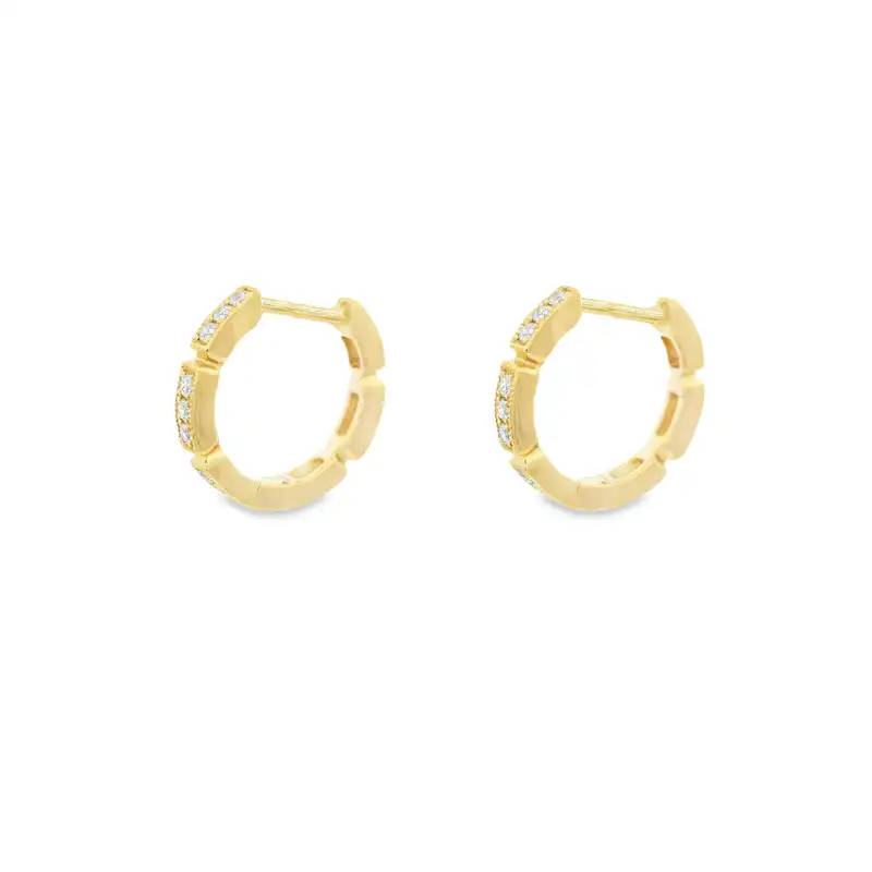 Gold Diamond Huggies Earrings -0.50 inch