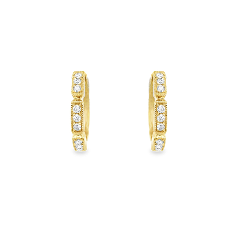 Gold Diamond Huggies Earrings -0.50 inch