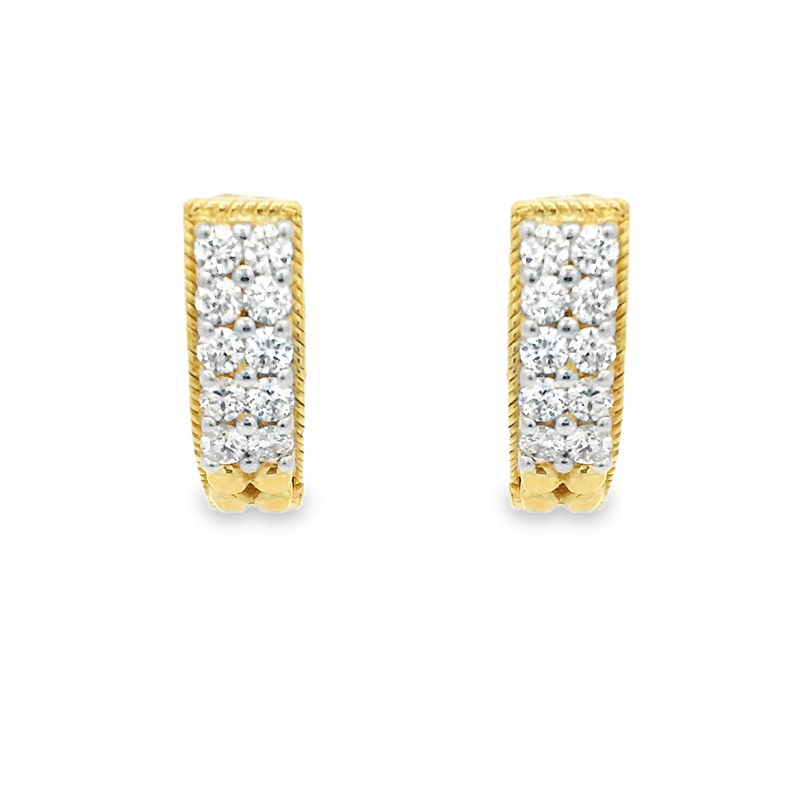 18K Yellow  Gold Diamond Huggies Earrings