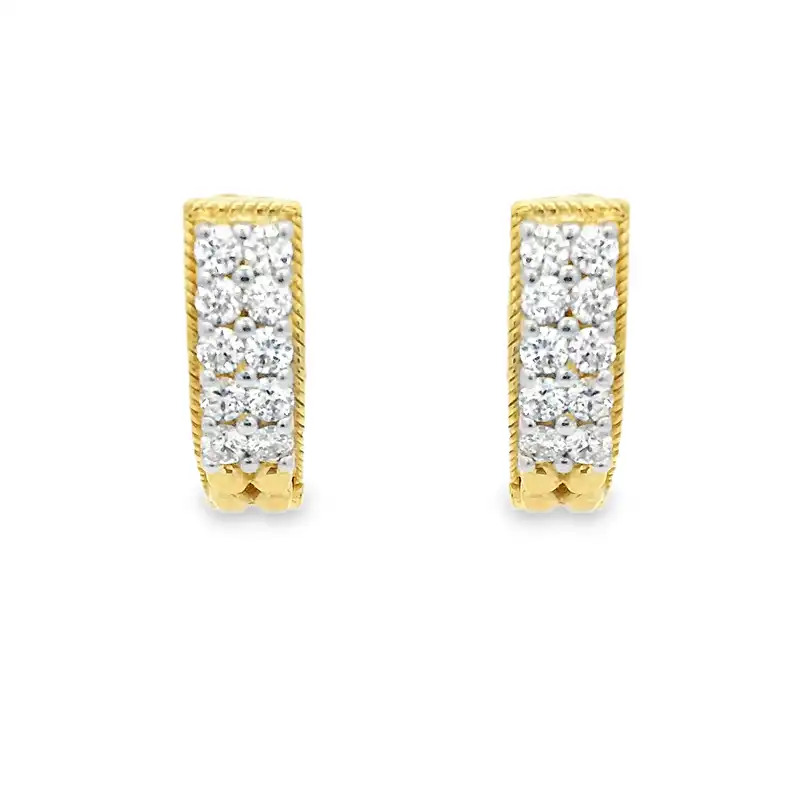 18K Yellow  Gold Diamond Huggies Earrings