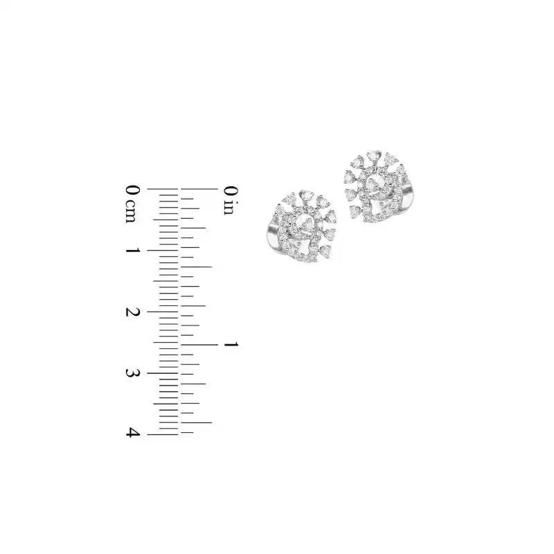 18K White Gold Diamond Curve Encrusted Stud Earrings