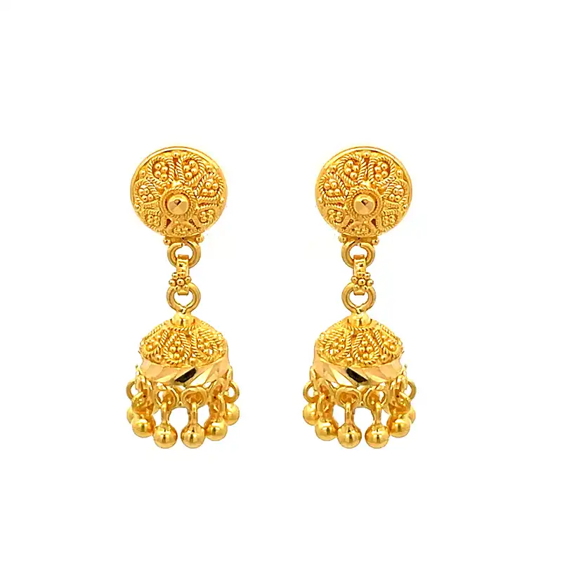 Golden Dangle Earrings (Mini Jhumkas)