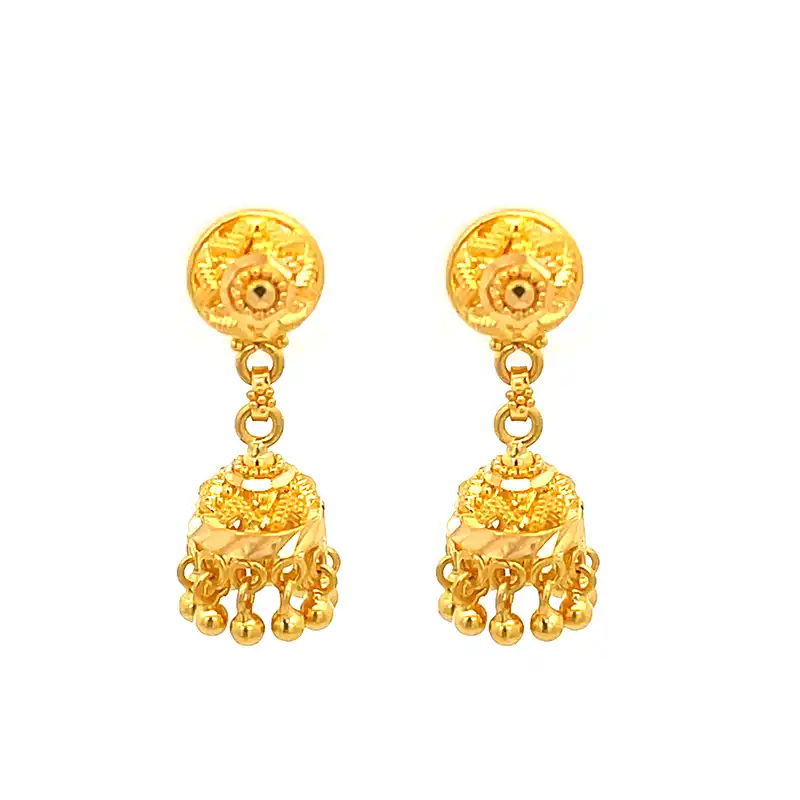 Traditional Elegance, Gold Earrings (MINI Jhumkis)