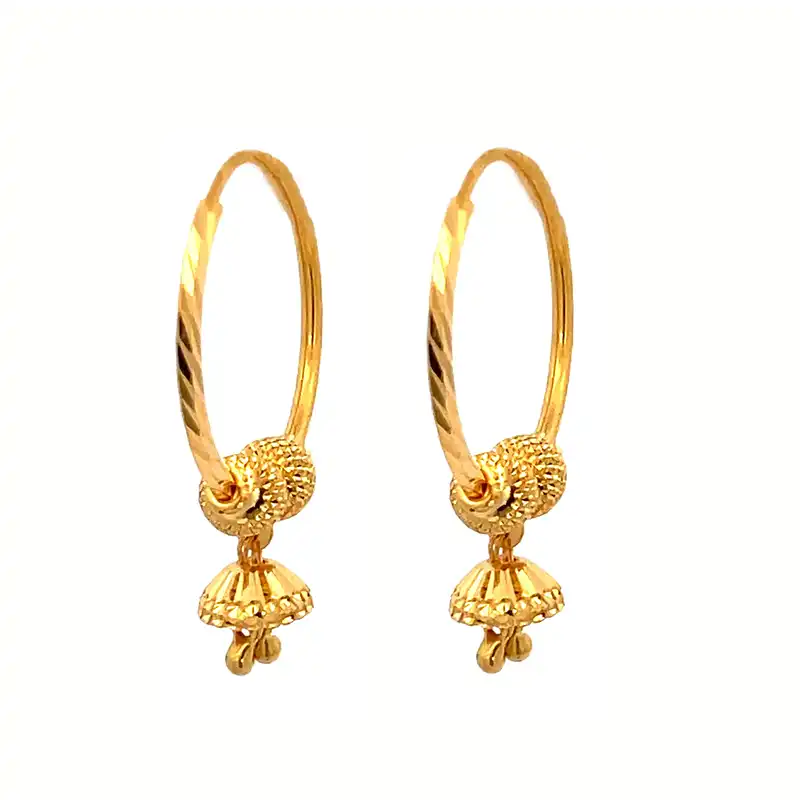 22k Gold Hoop Earrings - Diameter 23 mm