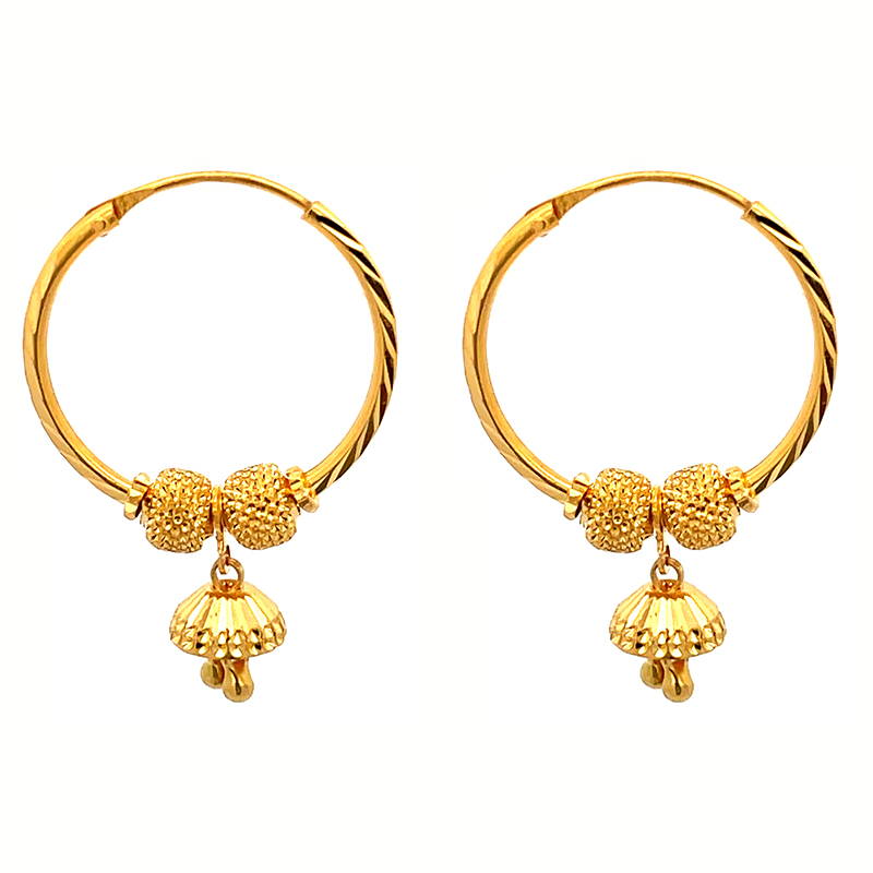 22k Gold Hoop Earrings - Diameter 23 mm