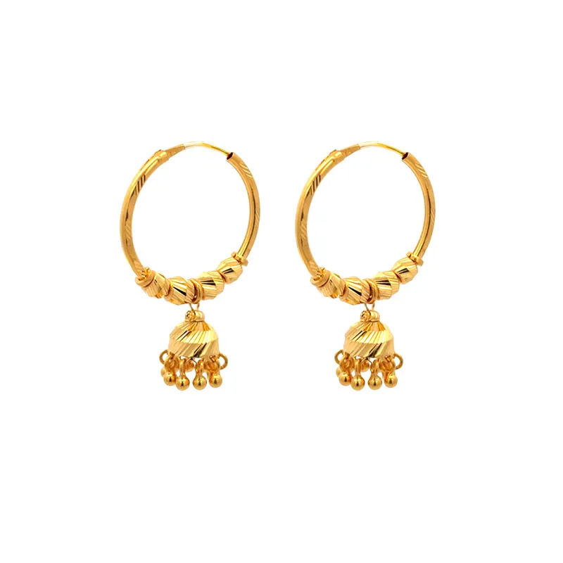 22K Yellow Gold Hoop Earrings - 23 mm