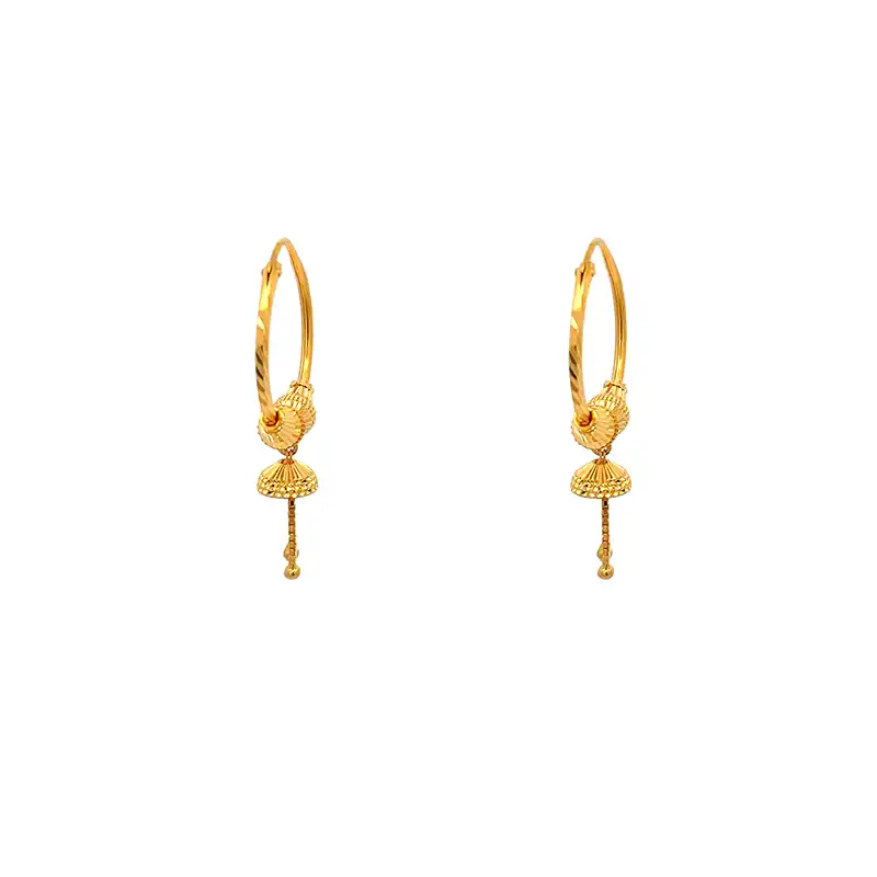 22K Gold Hoops with tassles