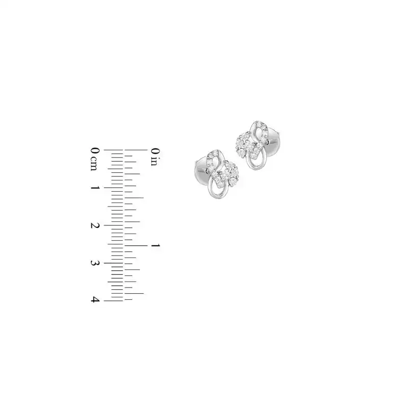 18K White Gold and Diamond Abstract Overlapping Stud Earrings