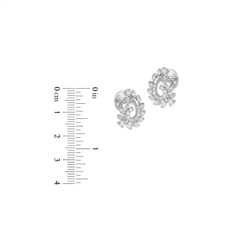 18K White Gold and Diamond Spiral Stud Earrings