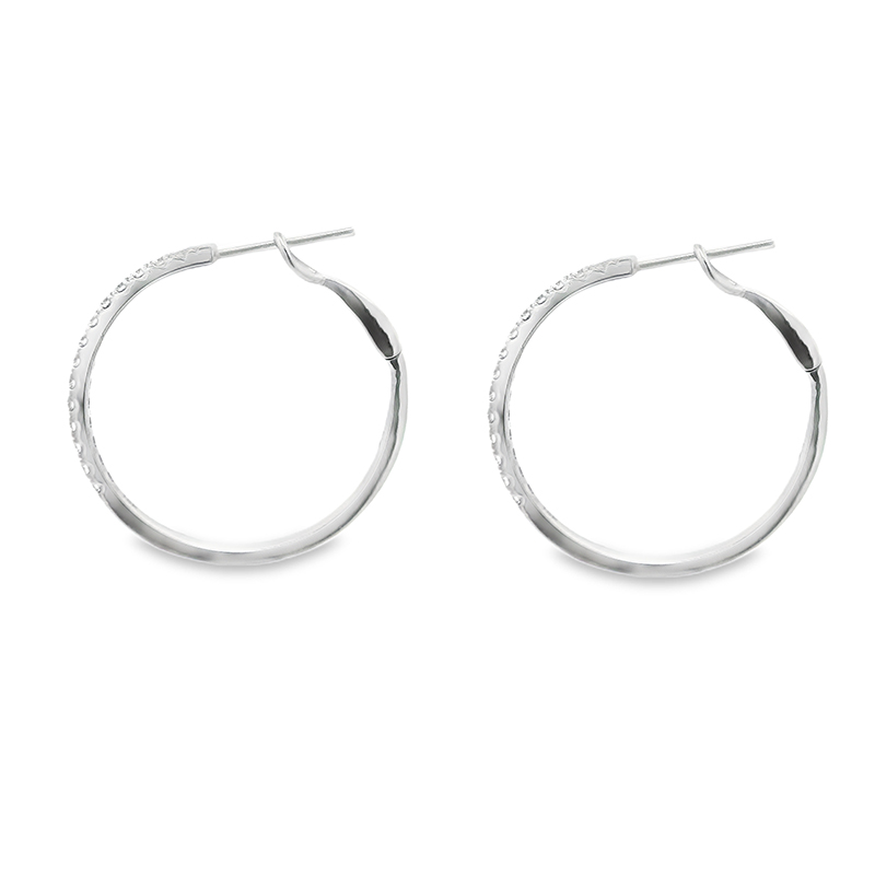 18K Gold Diamond Hoop Earrings