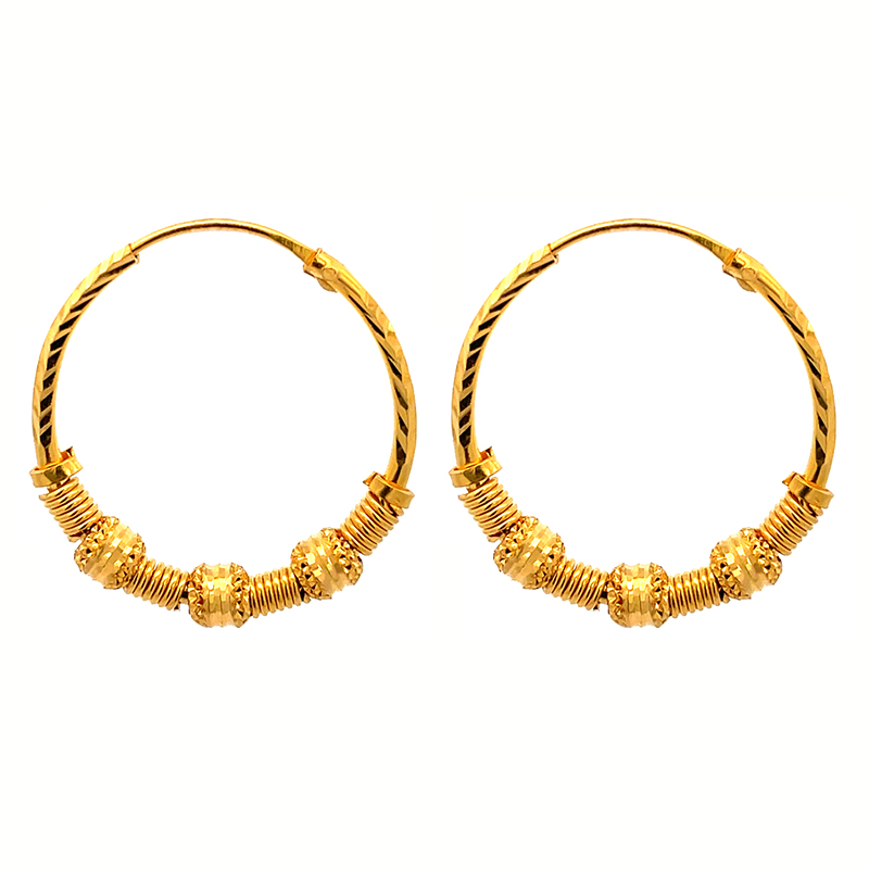 22k Gold Hoop Earrings - Diameter 25 mm