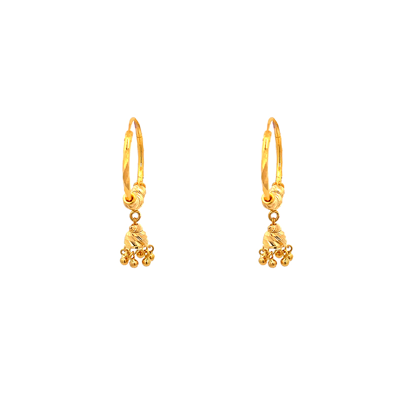 22K Gold Hoops with Jhumka - ER-586