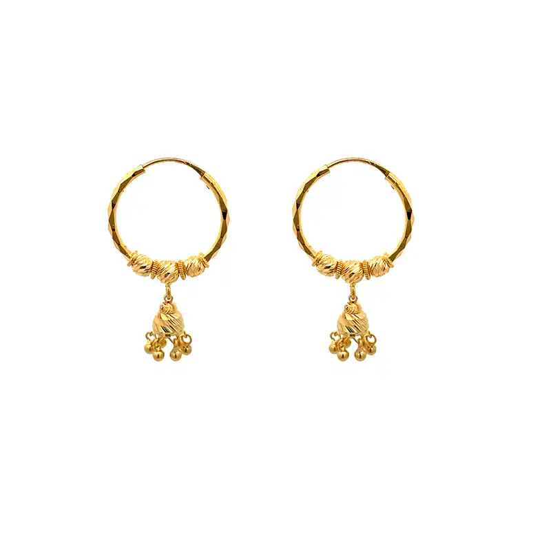 22K Gold Hoops with Jhumka