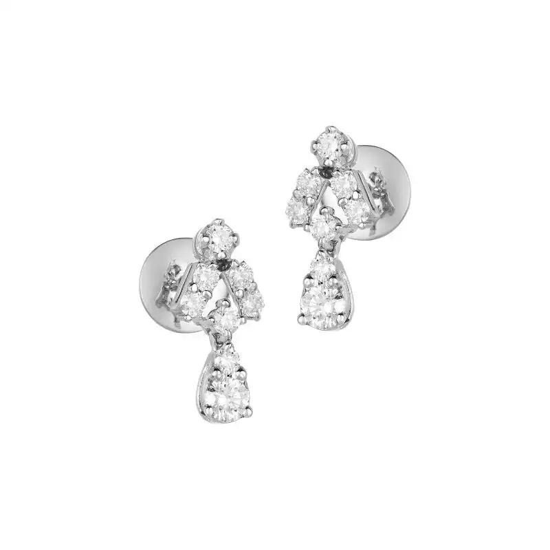 18K White Gold Diamond Drop Earrings