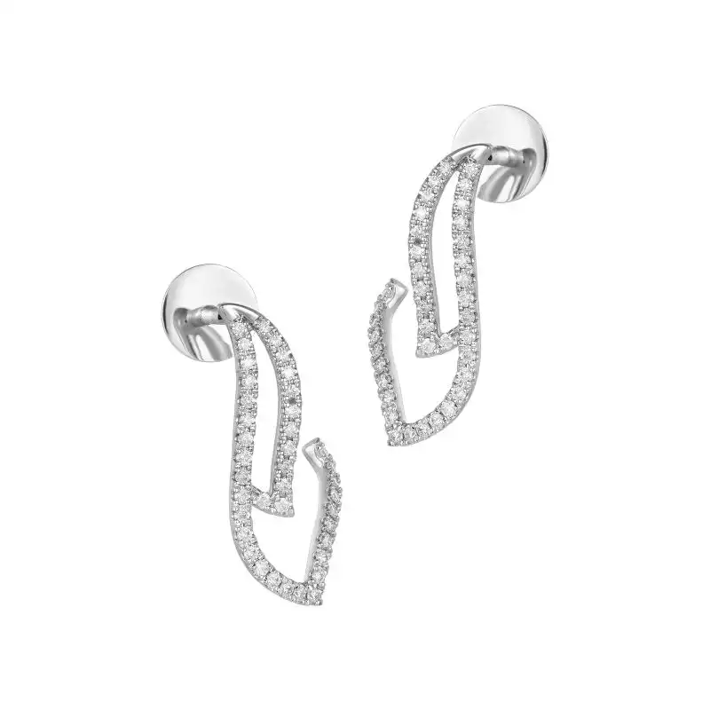 18K White Gold Diamond Waterfall Drop Earrings