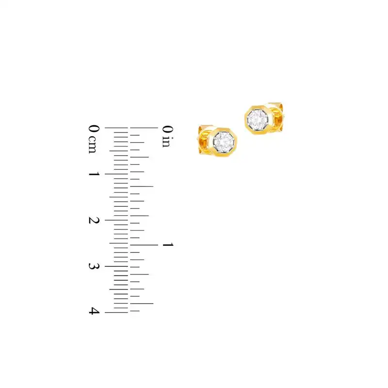 18K Diamond Simple Stud Earrings in Yellow Gold