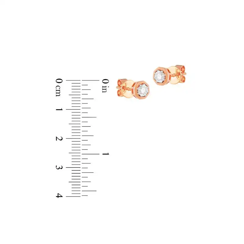 18K Rose Gold Diamond Simple Stud Earrings