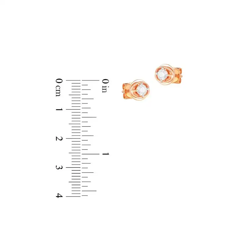 18K Rose Gold Diamond Simple Stud Earrings