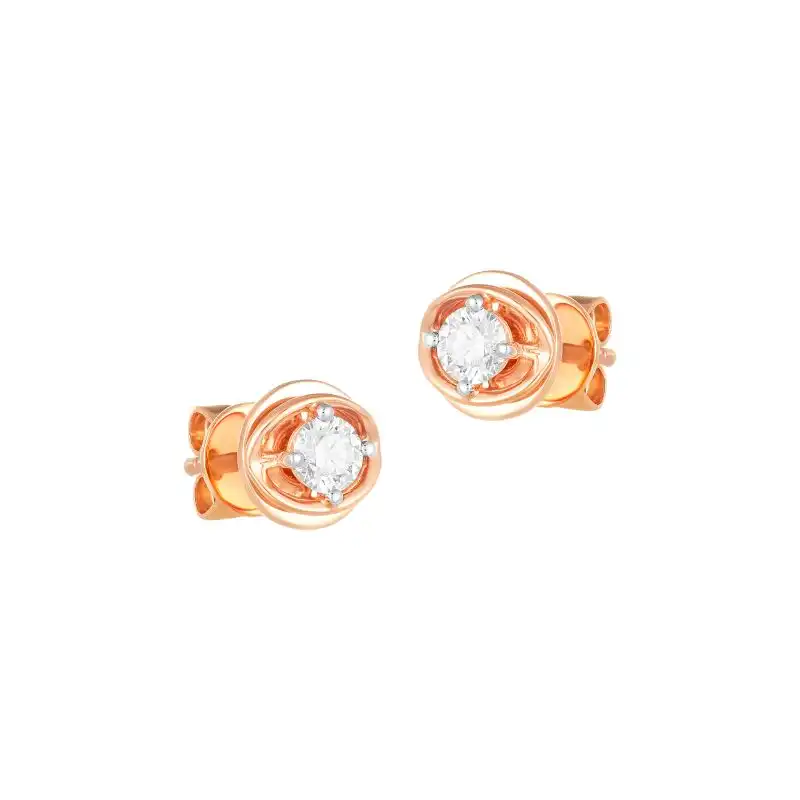 18K Rose Gold Diamond Simple Stud Earrings