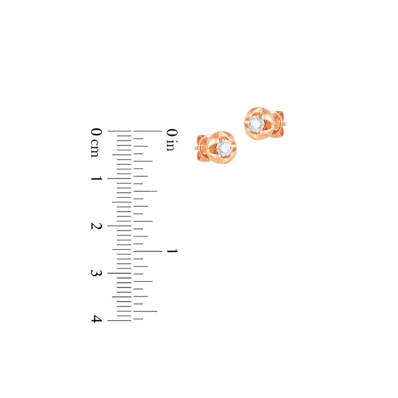 18K Rose Gold Diamond Simple Stud Earrings