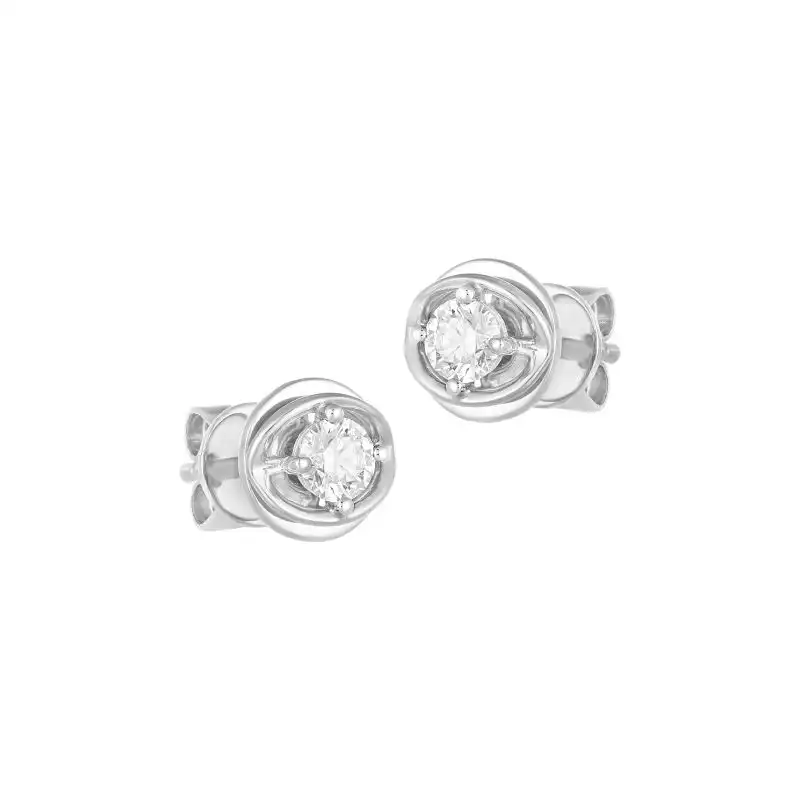 18K White Gold Diamond Simple Stud Earrings