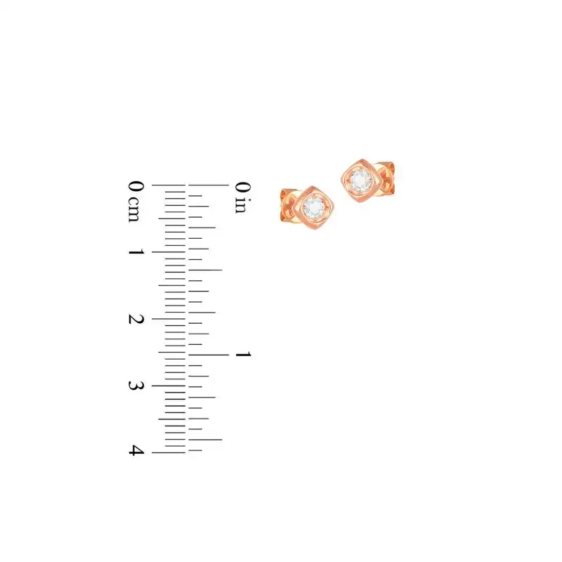 18K Rose Gold Diamond Simple Rhombus Stud Earrings