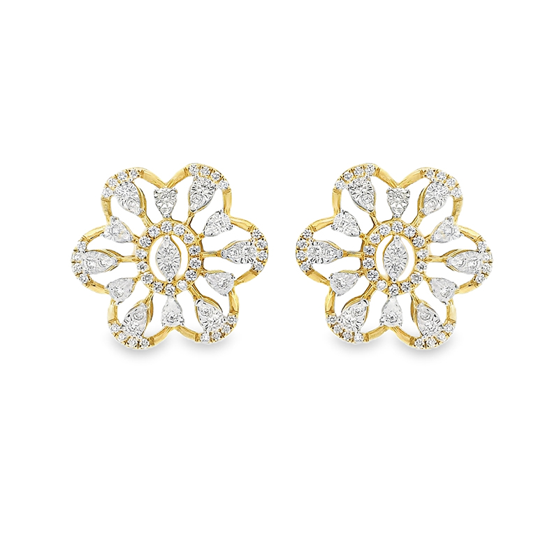 Yellow Gold Diamond Stud Earrings