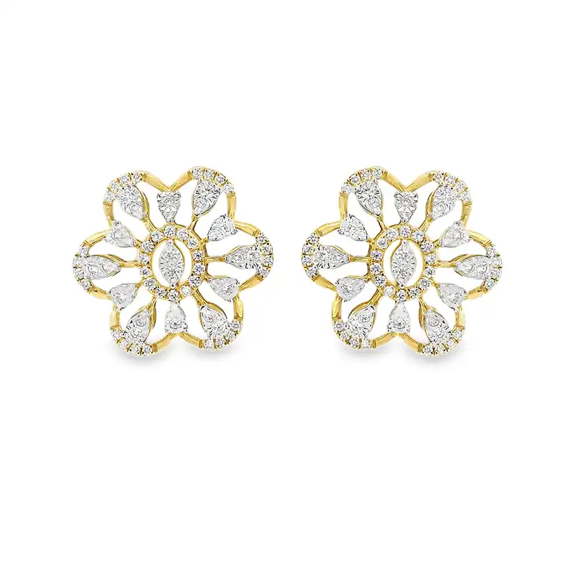 Yellow Gold Diamond Stud Earrings