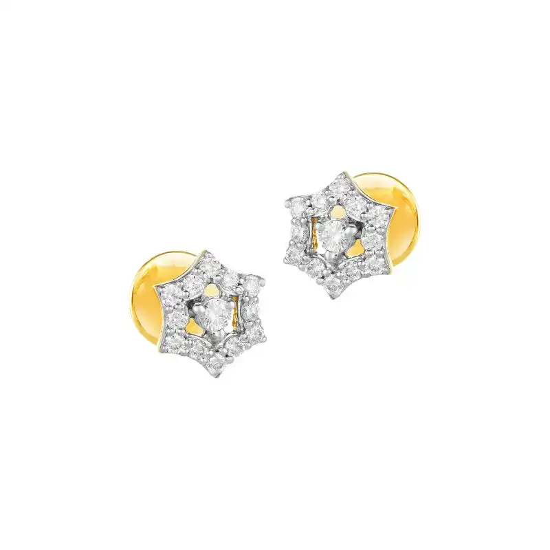 18K White Gold Diamond Star Stud Earrings