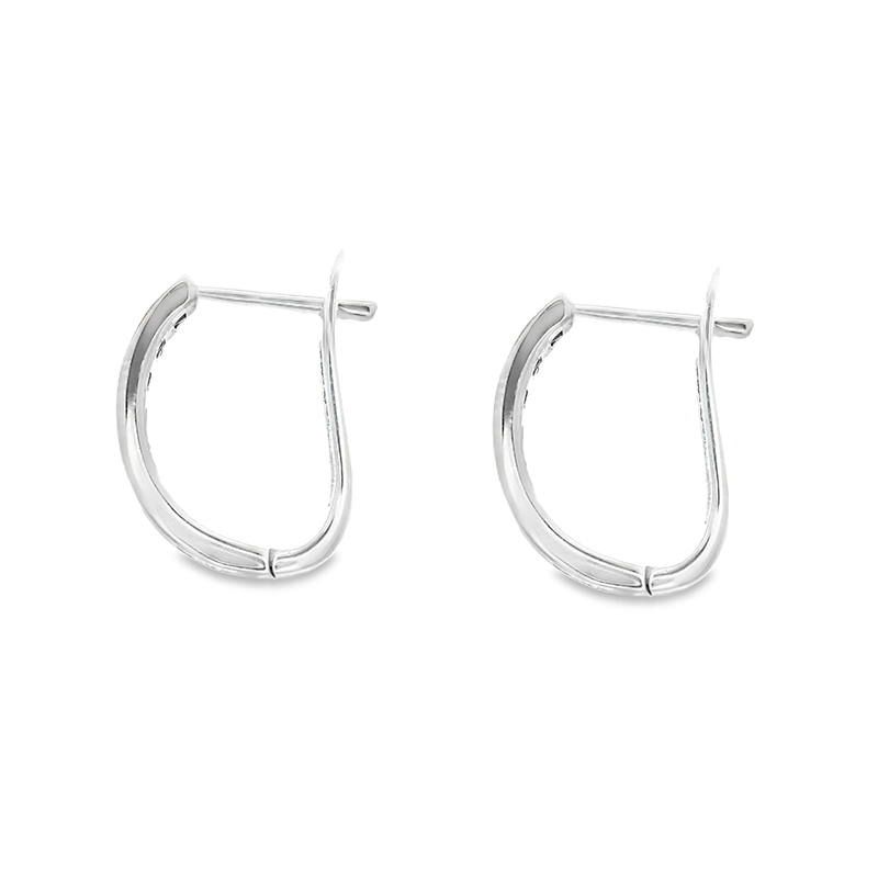 18K White Gold Diamond Huggies Earrings