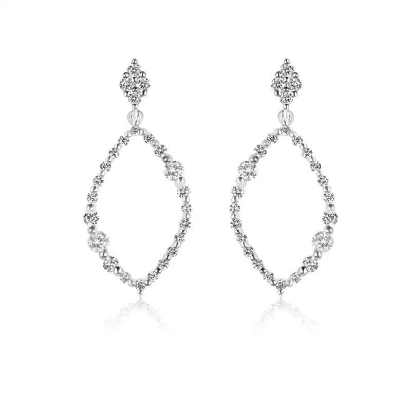 18K White Gold Diamond Hanging Earrings