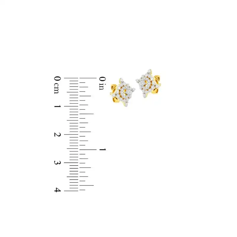 18K White Gold Diamond Star Twinkle Stud Earrings