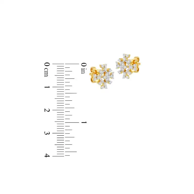 18K Two tone Gold Diamond Snowflake Stud Earrings