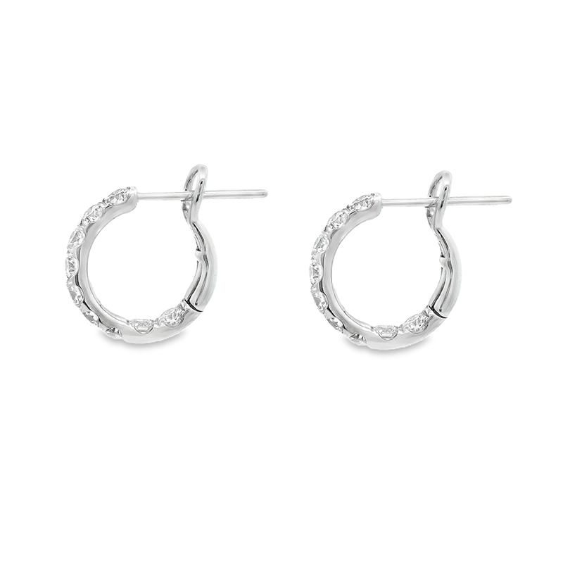 Round Diamond Huggie Earrings - 0.50  inch