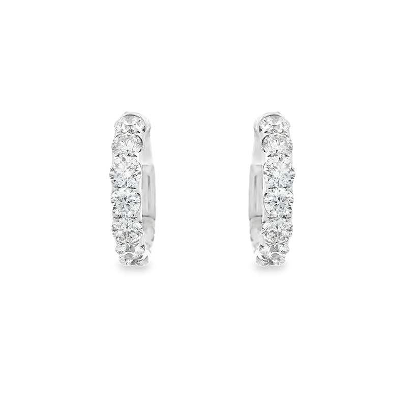 Round Diamond Huggie Earrings - 0.50  inch